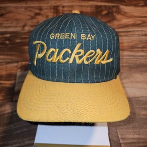 Vintage Rare Green Bay Packers Sports Specialties Pinstripe Script Hat Snapback