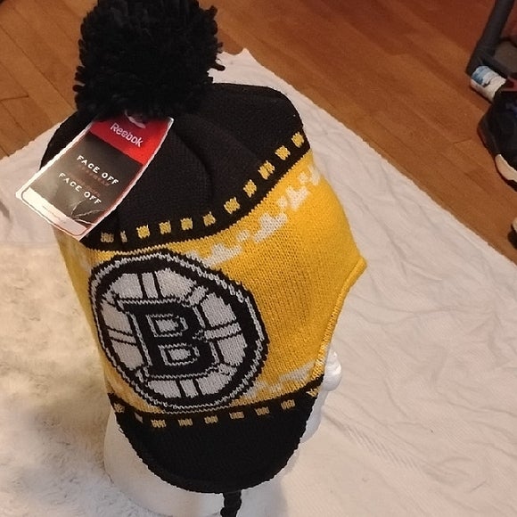 nwt reebok boston bruins hockey winter hat beanie adult one size