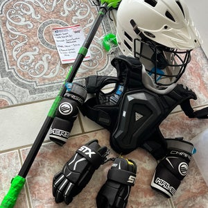 Lacrosse equipment set up. Full set up. Meets NOCSAE . Youth small