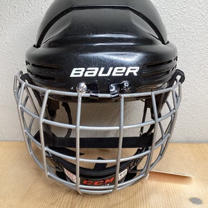 Black Bauer Bhh2100jr Helmet (Used) with CCM FL40 Cage