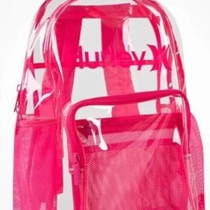 Hurley 9A7369-A96 Backpack Unisex Pink Transparent Adjustable Straps Bag LW562