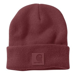Carhartt AH1070 Beanie Hat Cap Unisex Red Ribbed Knit Cuffed Classic Cozy LW523