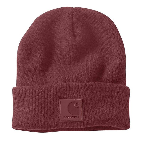 Carhartt AH1070 Beanie Hat Cap Unisex Red Ribbed Knit Cuffed Classic Cozy LW523