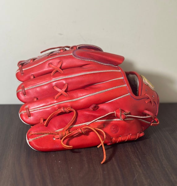 Custom Japanese Wilson staff 12.25” baseball pitcher glove red