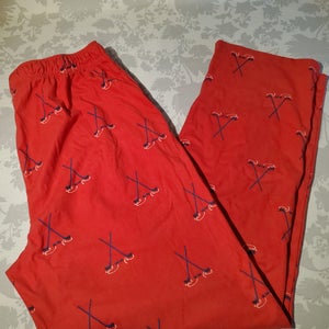 Nautica Sleepwear Men's Soft Flannel Red Hockey Theme Pants, M