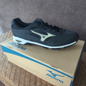 Black Men's Size M 14.0 (W 15.0) Adult Mizuno Low Top Metal (New)