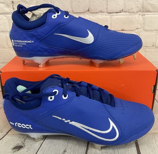 Nike Hyperdiamond 4 Elite Metal Softball Cleats Hyper Royal White Women's 11 NEW