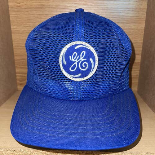 Vintage 80s General Electric GE Mesh Trucker Snapback Hat Patch Made In USA Cap