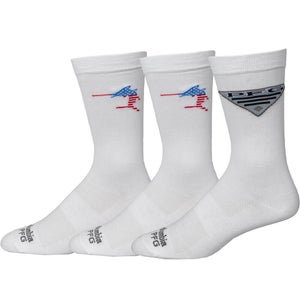 Columbia Americana PFG Crew Socks Mens M6-12 White Stretch Sportswear 3-Pk LW434