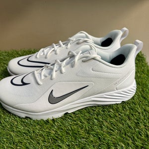 Nike Alpha Huarache 8 Pro TURF Lacrosse Cleats CW4445-101 White Men's 12 NEW
