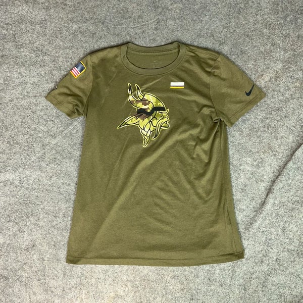 Minnesota Vikings Womens Shirt Small Green Salute To Service Nike Tee T Football