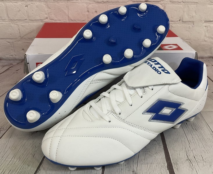 Lotto 218126 1X5 Stadio 200 III FG Soccer Cleats White Pacific Blue US 12