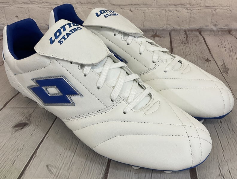 Lotto 218126 1X5 Stadio 200 III FG Soccer Cleats White Pacific Blue US 12