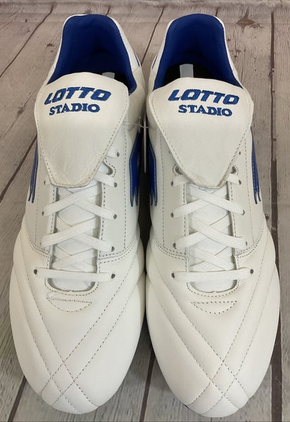 Lotto 218126 1X5 Stadio 200 III FG Soccer Cleats White Pacific Blue US 12