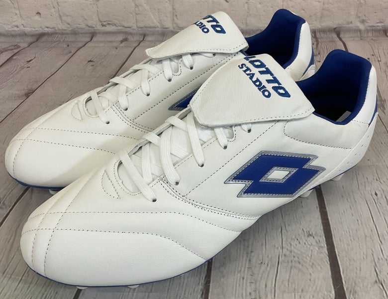 Lotto 218126 1X5 Stadio 200 III FG Soccer Cleats White Pacific Blue US 12
