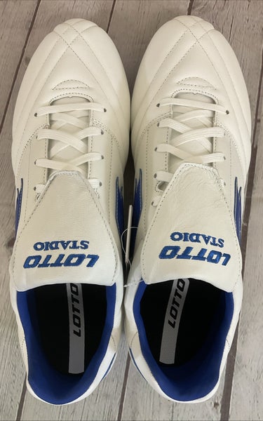 Lotto 218126 1X5 Stadio 200 III FG Soccer Cleats White Pacific Blue US 12