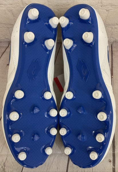 Lotto 218126 1X5 Stadio 200 III FG Soccer Cleats White Pacific Blue US 12