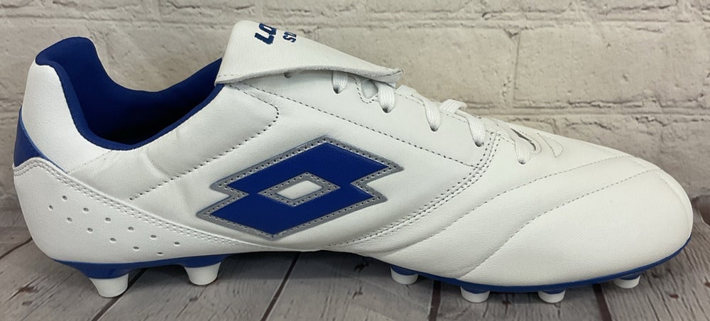 Lotto 218126 1X5 Stadio 200 III FG Soccer Cleats White Pacific Blue US 12