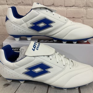Lotto 218126 1X5 Stadio 200 III FG Soccer Cleats White Pacific Blue US 8.5