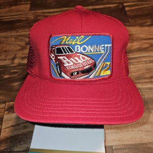 Vintage Neil Bonnet Nascar Racing Bud King Budweiser Beer Patch Hat Snapback