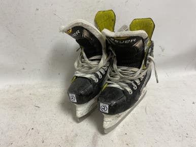 Used Bauer Supreme 3s Junior Hockey Skate White Black Yellow Junior 02 11855-s000175522