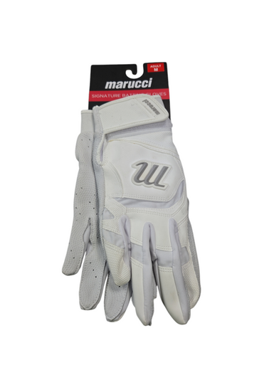 Used Marucci Bb Sb Batting Gloves White Md 11617-s000319289