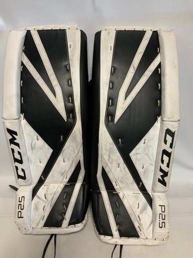 Used Ccm Speedskin P 2.5 Goalie Leg Pads Youth White And Black 26" 11823-s000027491