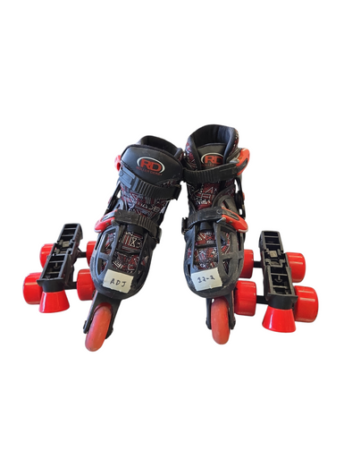 Used Rollerderby 2n1 Adj 12-2 Junior Roller Quad Skates Red Adjustable 11617-s000319745