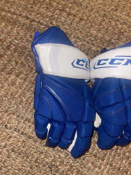 New Blue/white CCM Vector Pro Stock Hockey gloves 14”