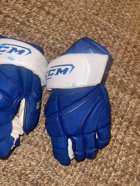 New Blue/white CCM Vector Pro Stock Hockey gloves 14”