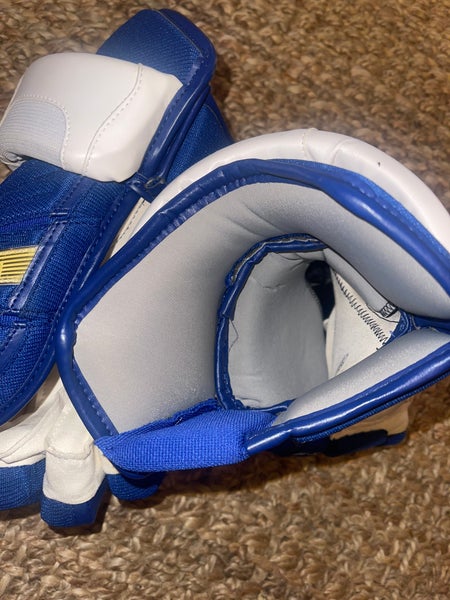 New Blue/white CCM Vector Pro Stock Hockey gloves 14”