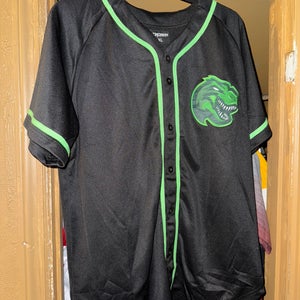 X Excision Dinosaur Monster Creature Baseball Jersey Button Up Size Men’s XL Use