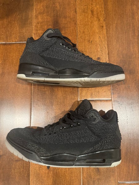 AIR JORDAN 3 RETRO Flyknit Black: Men’s 10.5