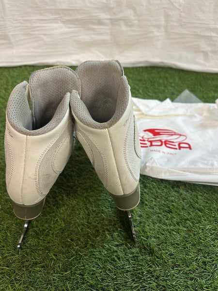 White 250 EDEA Ice Fly Figure Skates w/ John Wilson Gold Seal blades (Used)