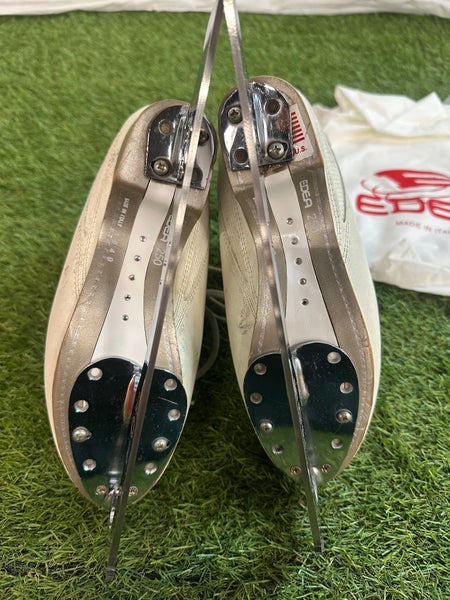 White 250 EDEA Ice Fly Figure Skates w/ John Wilson Gold Seal blades (Used)