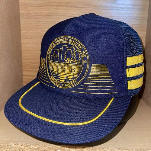 Vintage Town Country Electric Triple 3 Stripe Mesh Snapback Trucker Cap Hat