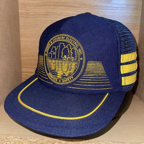 Vintage Town Country Electric Triple 3 Stripe Mesh Snapback Trucker Cap Hat