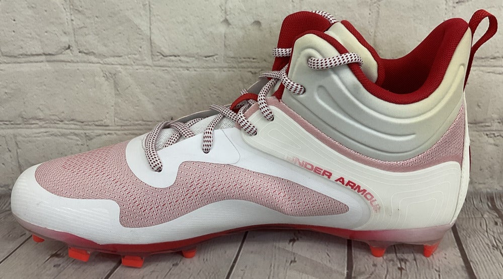 Under Armour Command MC Mid Lacrosse Cleats Men Size 11.5‎ White Red 3025639-101 Under Armour 3025639-101 Command MC Mid Lacrosse Cleats  main image 4