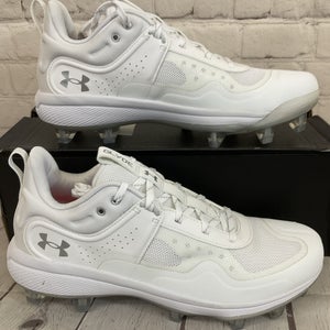 Under Armour 3024329-101 Glyde MT TPU Women's Softball Cleats White Grey US 9.5