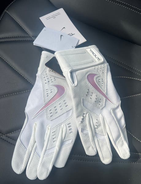 Nike Trout Elite Baseball Batting Gloves White Iridescent Size
