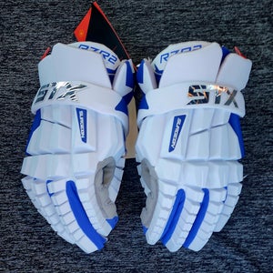 STX Surgeon RZR2 Lacrosse Gloves color: WHITE/ROYAL BLUE  size: LARGE   ☆BRAND NEW☆