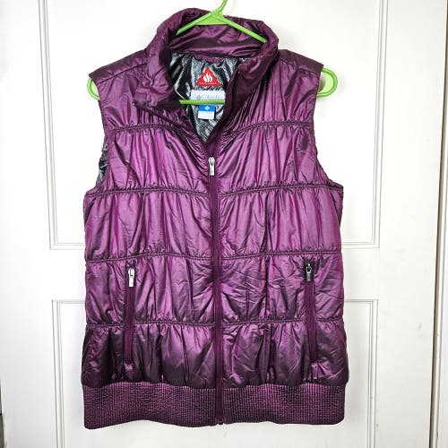 Columbia Womens Omni Heat Puffer Vest Jacket Insulated Quilted Size: L Purple