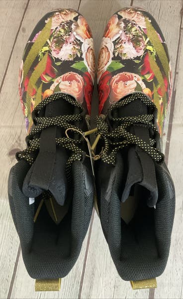 Adidas Adizero Chaos Floral Cleats Size 9.5 Mens / 10.5 Womens Black & Gold With Adidas Adizero Chaos Floral Gold Black Football Cleats, Size  main image 3