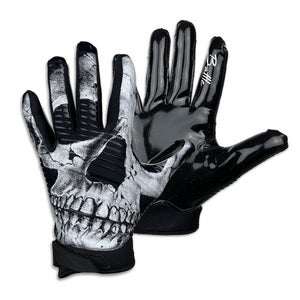 Medium Battle Gloves (New) - Battle Sports Skull Football Receiver Gloves - 1GLSKL003