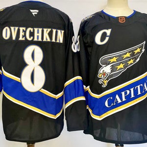 Washington Capitals 8 Alex Ovechkin Reverse Retro Navy Hockey Jersey Size  52