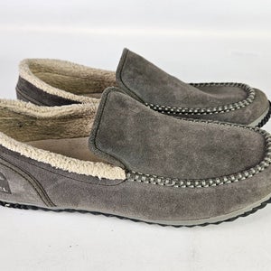 Sorel Dude Moc Slipper Shoes Mens Size 10 Gray Suede Fleece Lined