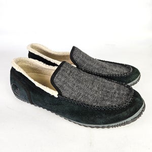 Sorel Dude Moc Slipper Shoes Mens Size 12 Black Suede Fleece Lined
