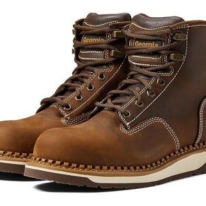 Georgia Boot 6 GB00499ZA Women's Size 10 Brown Leather Comp Toe Wedge Boots P345