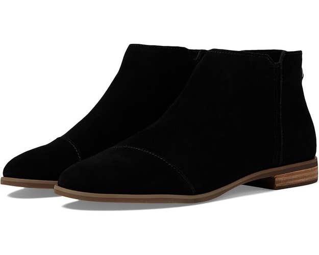 Toms Rylie 40094-74974 Boots Womens US 9 Black Suede Leather Zipper Booties P331