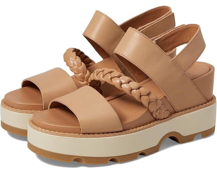 Sorel Joanie IV Slingback Women's 8 Honest Beige Braided Strap Wedge Sandal P218